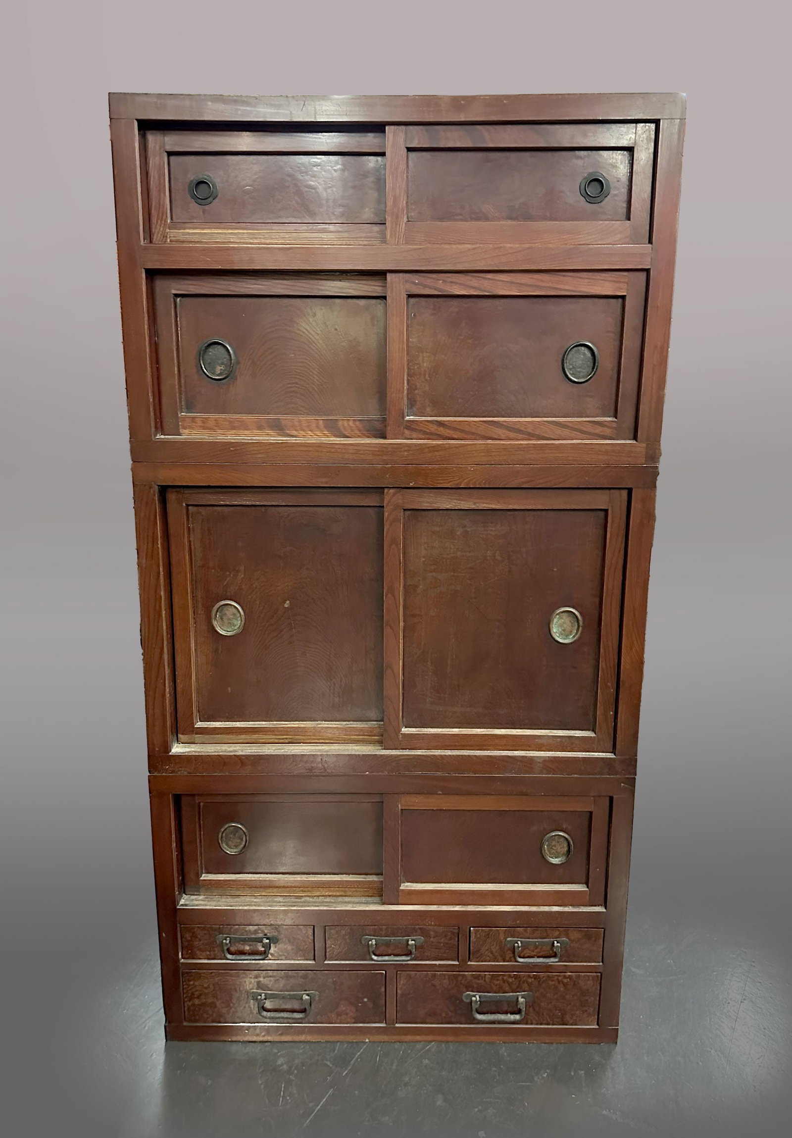 JAPANESE THREE STACK CABINET WITH SLIDING DOORS (1 of 1)