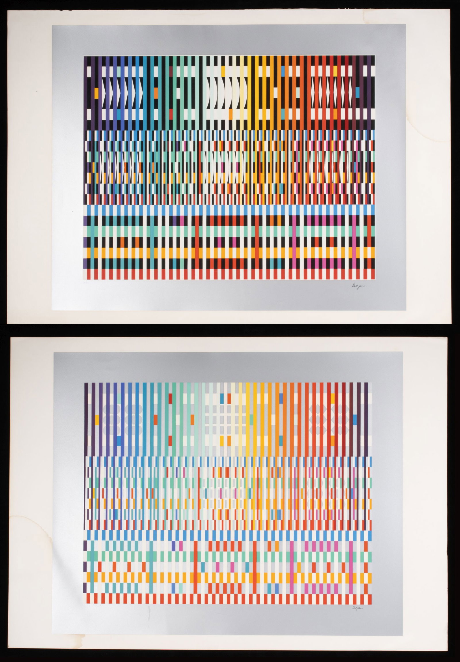 YAACOV AGAM (B. 1928) SIGNED ARTIST'S PROOF SERIGRAPHS: Yaacov (Gibstein) Agam (Born 1928) 1. Nations of the World (1975). The color serigraph on Arches 88 watermarked paper, Edition Denise Rene, is signed by the artist in pencil below the image lower