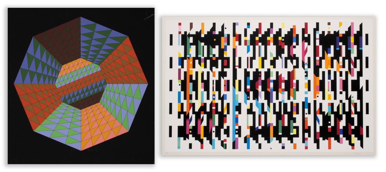 VASARELY AND AGAM PENCIL SIGNED SERIGRAPHS (1 of 12)