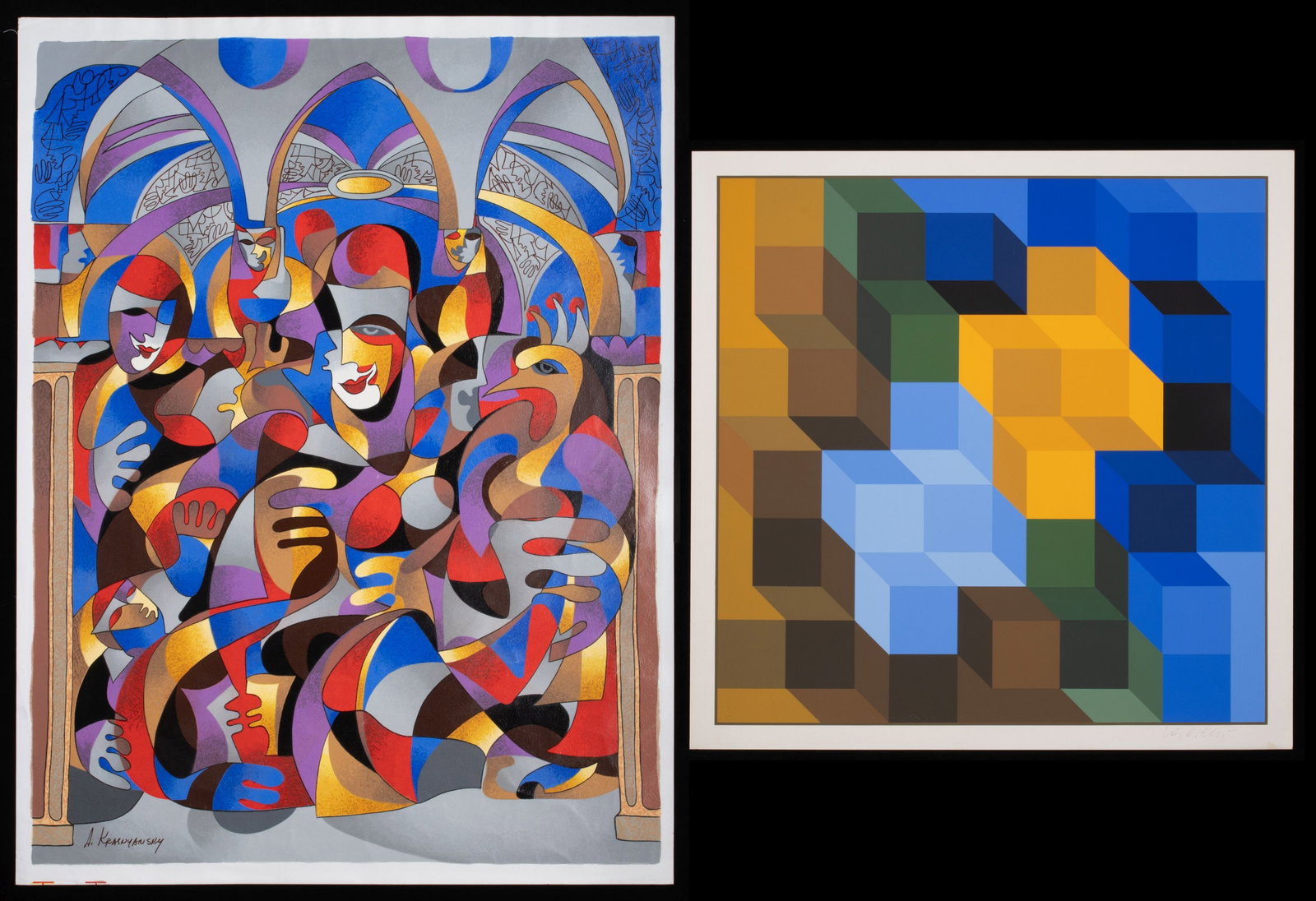 KRASNYANSKY AND VASARELY PENCIL SIGNED SERIGRAPHS (1 of 12)