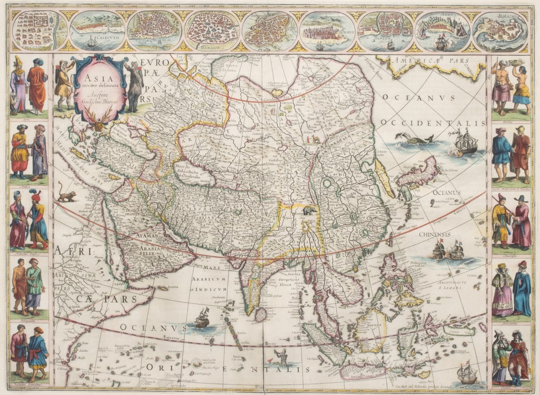 ASIA NOVITER DILENEATA, 17TH CENT MAP BY WILLEM BLAUE (1 of 10)