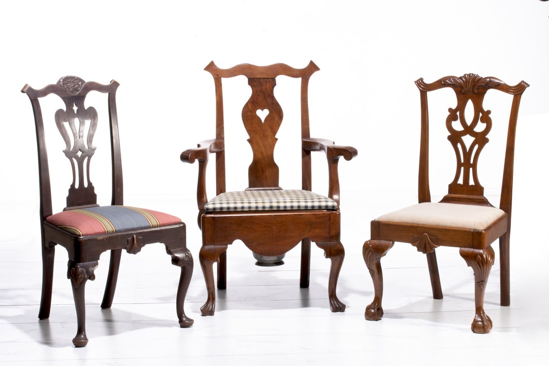 THREE 18TH CENT. PHILADELPHIA CHIPPENDALE STYLE CHAIRS (1 of 14)