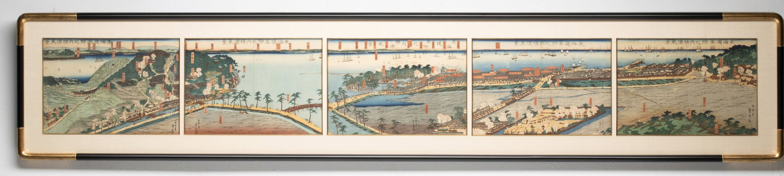 JAPANESE WOODBLOCK PRINT VIEW OF YOKOHAMA CIRCA 1863 (1 of 11)