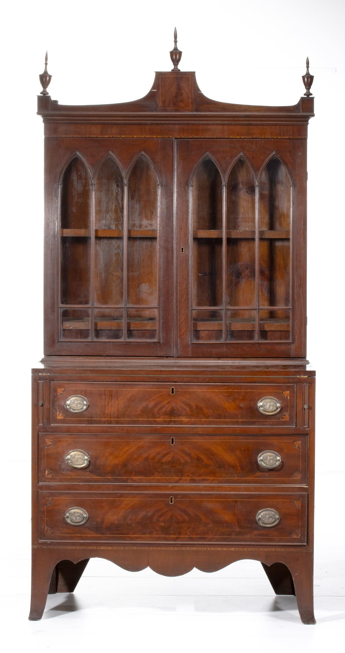 A 19TH C. GOTHIC STYLE MAHOGANY SECRETARY BOOKCASE (1 of 18)