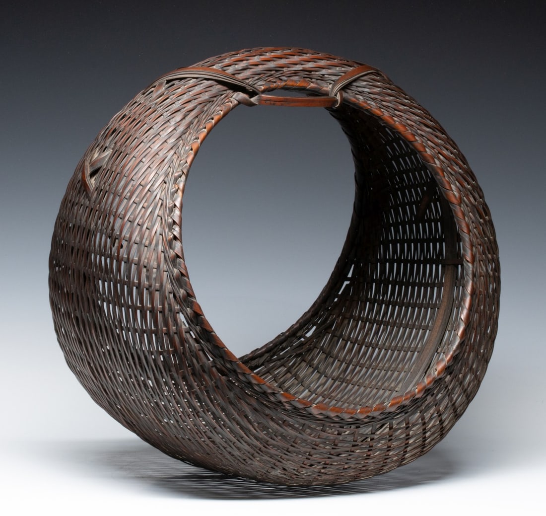 JAPANESE BAMBOO FULL MOON IKEBANA BASKET, ADAIR ESTATE (1 of 15)