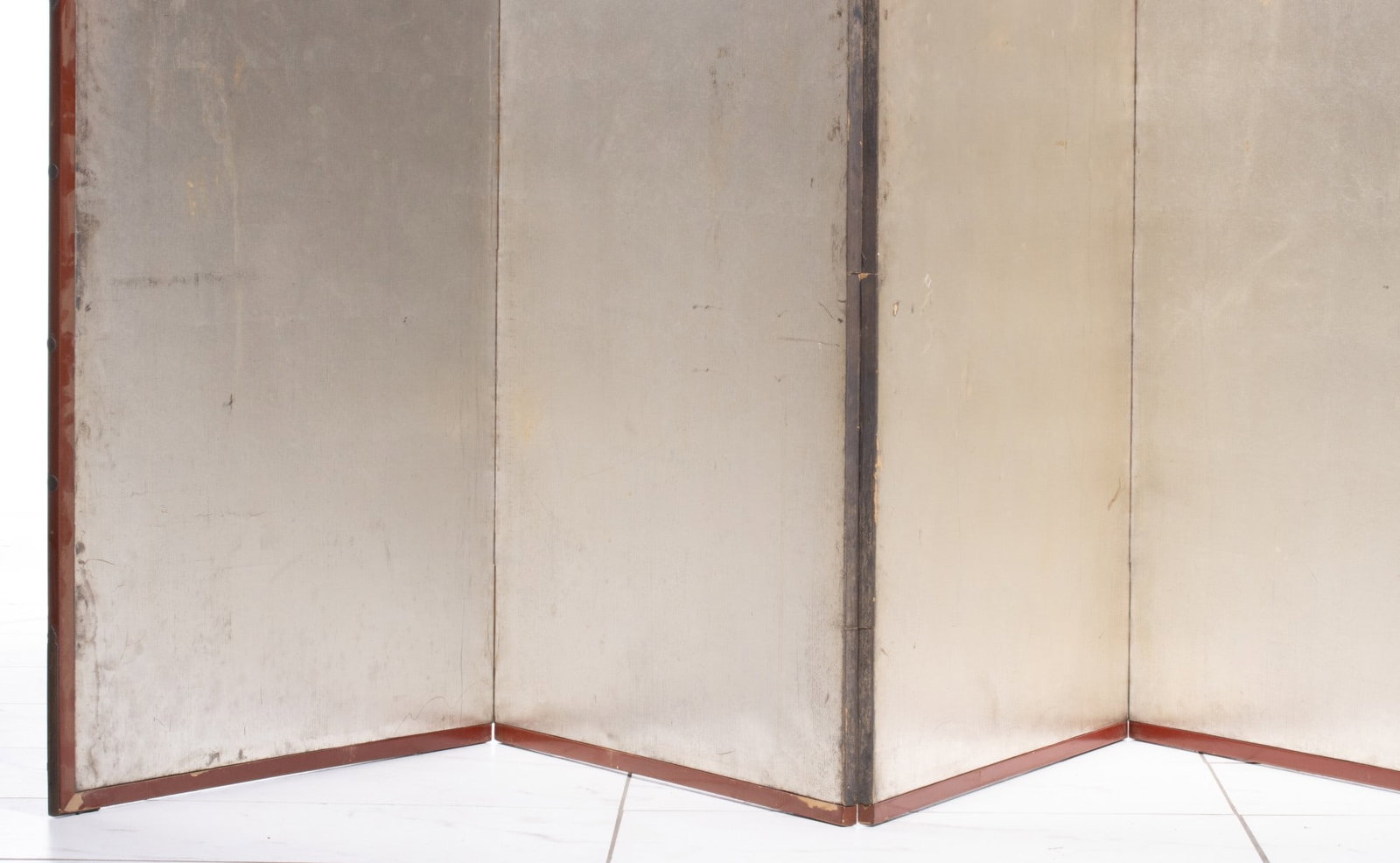 A FINE JAPANESE SIX PANEL SILVER LEAF FOLDING SCREEN - 5
