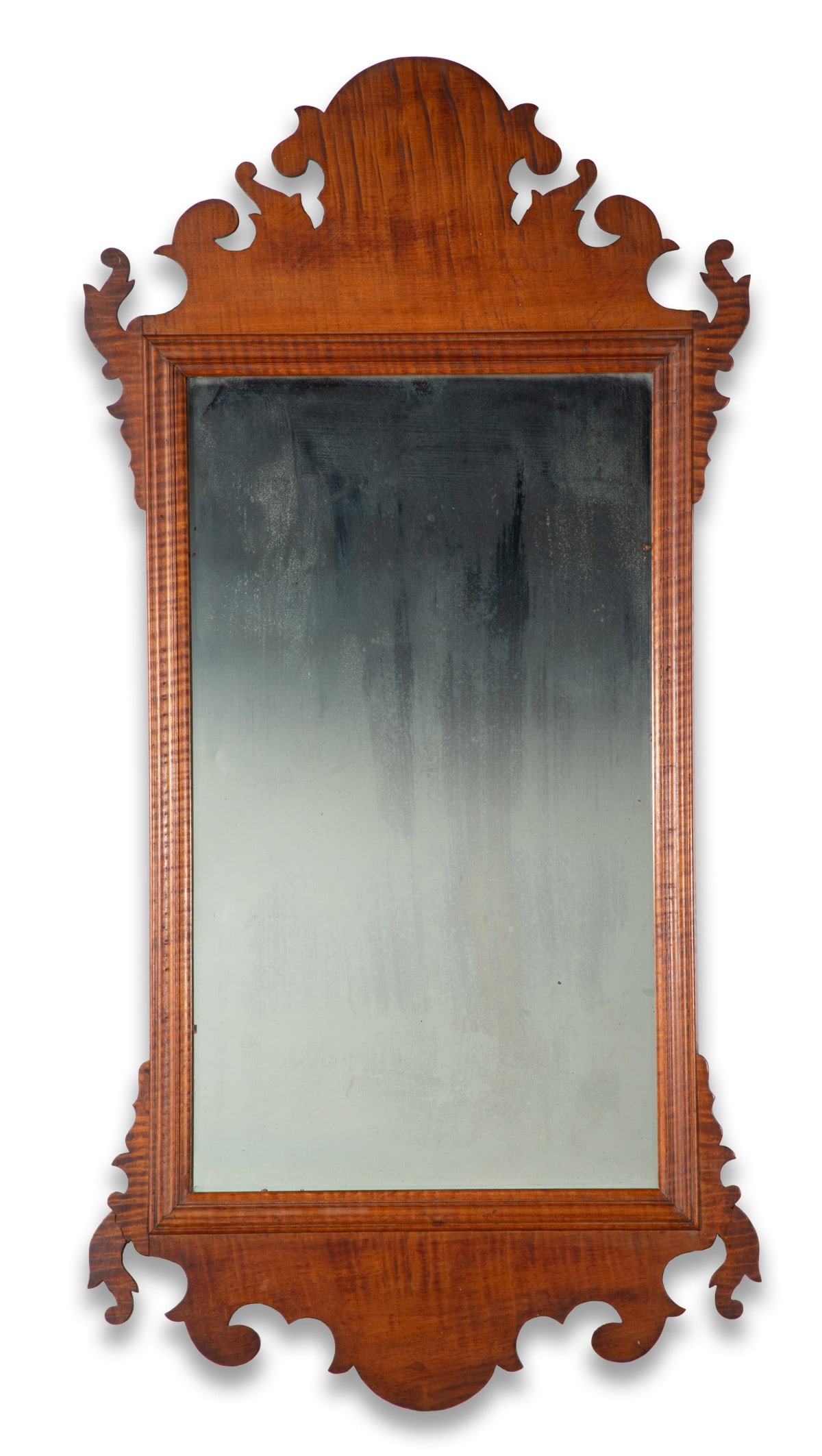 AN 18TH CENTURY AMERICAN TIGER MAPLE CHIPPENDALE MIRROR (1 of 7)