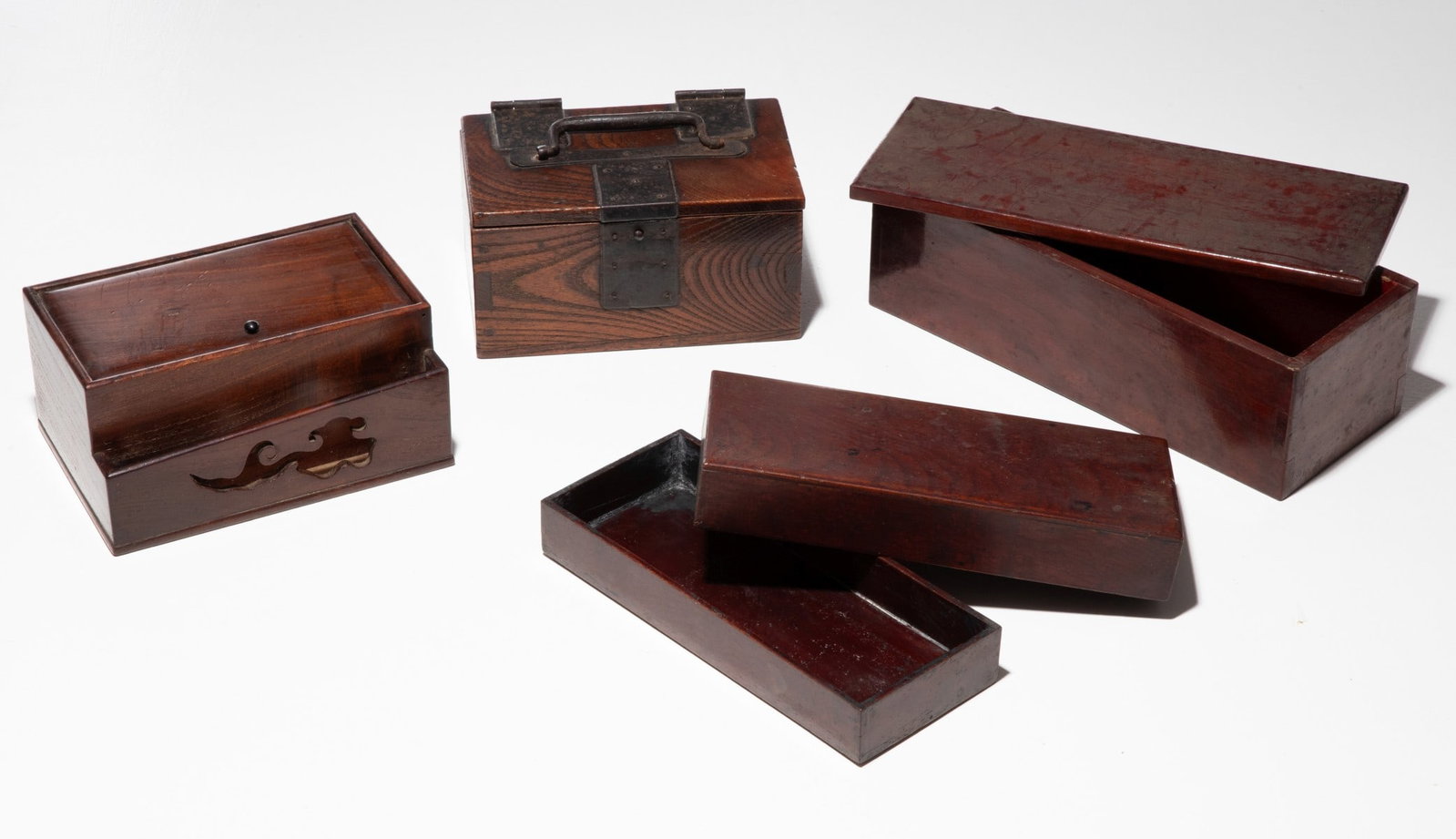 THREE FINE MEIJI JAPANESE KEYAKI WOOD BOXES (1 of 15)