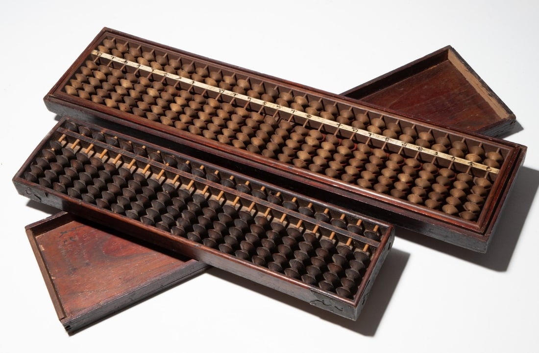 A BOXED MEIJI JAPANESE ABACUS, PLUS ANOTHER W/O BOX: Measures 18.25 x 4.5 and 24.25 x 6.25 inches. Without proof of exemption, be aware that internet sales tax applies to all Internet transactions and local sales tax may apply to local pick-up transacti