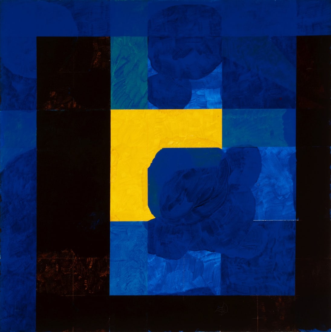 RONALD SLOWINSKI (1932-2023) UNUSUAL EARLY ACRYLIC: Ron Slowinski (1932-2023) Untitled 1967 The unusual hard-edge geometric abstraction with forms is signed, dated and inscribed verso. This represents an early and unusual Slowinski canvas. Ron earned