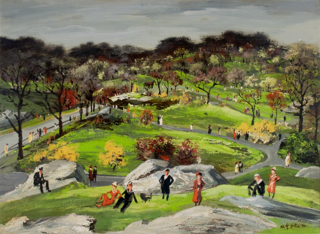 ADOLPH DEHN (1895-1968) CENTRAL PARK CASEIN ON BOARD (1 of 15)