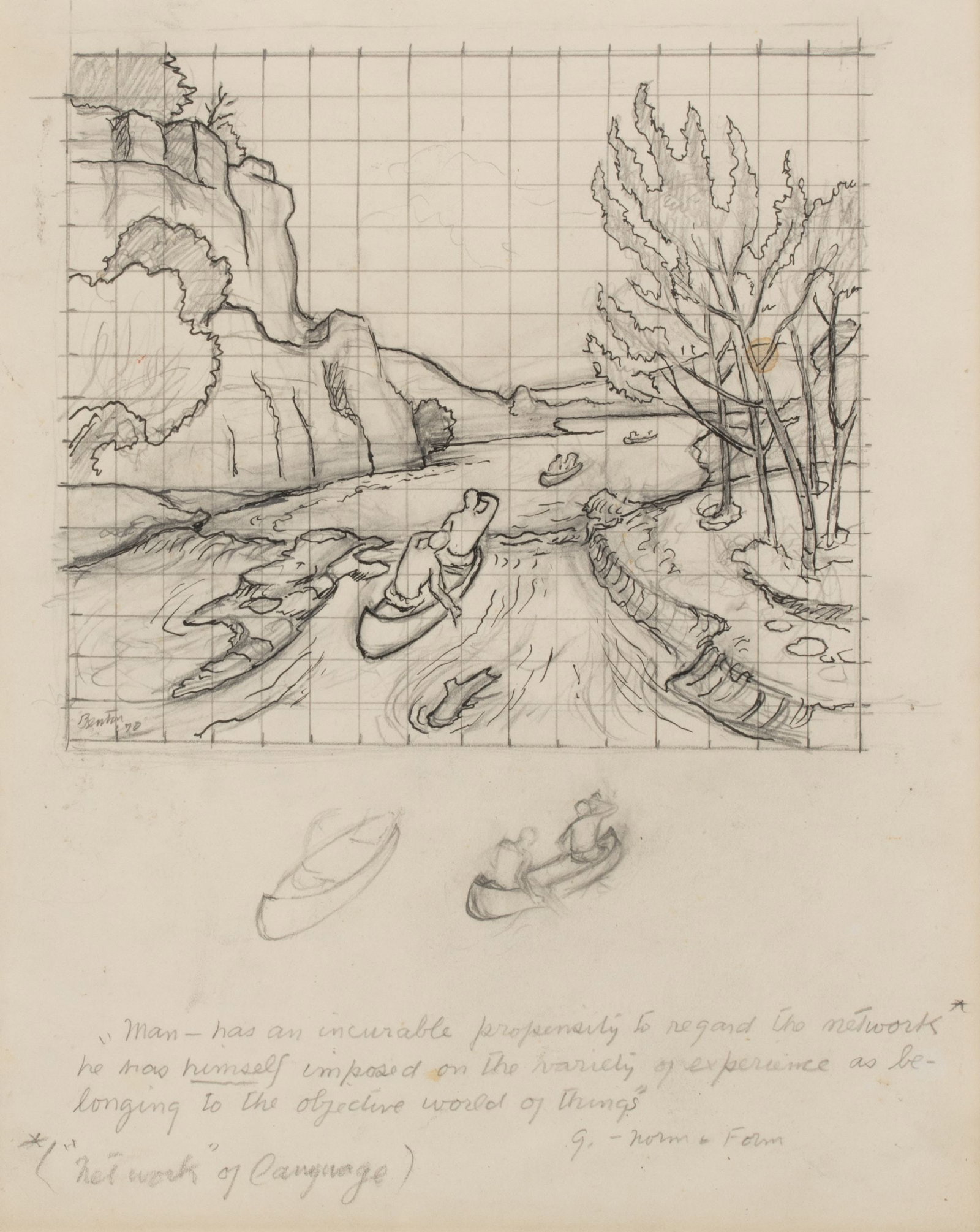 THOMAS HART BENTON (1889-1975) 1970 GRAPHITE STUDY (1 of 10)