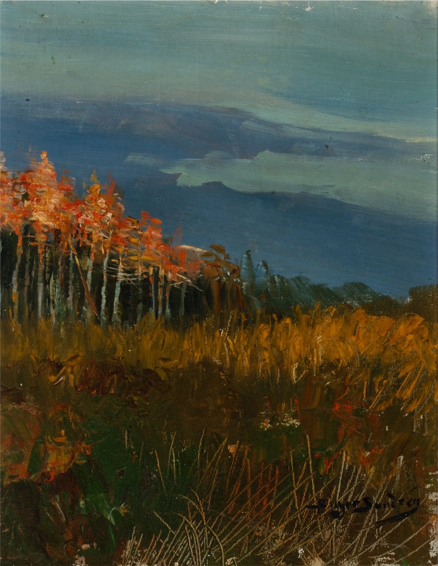 BIRGER SANDZEN (1871-1954) EARLY OIL ON ARTIST'S BOARD (1 of 7)