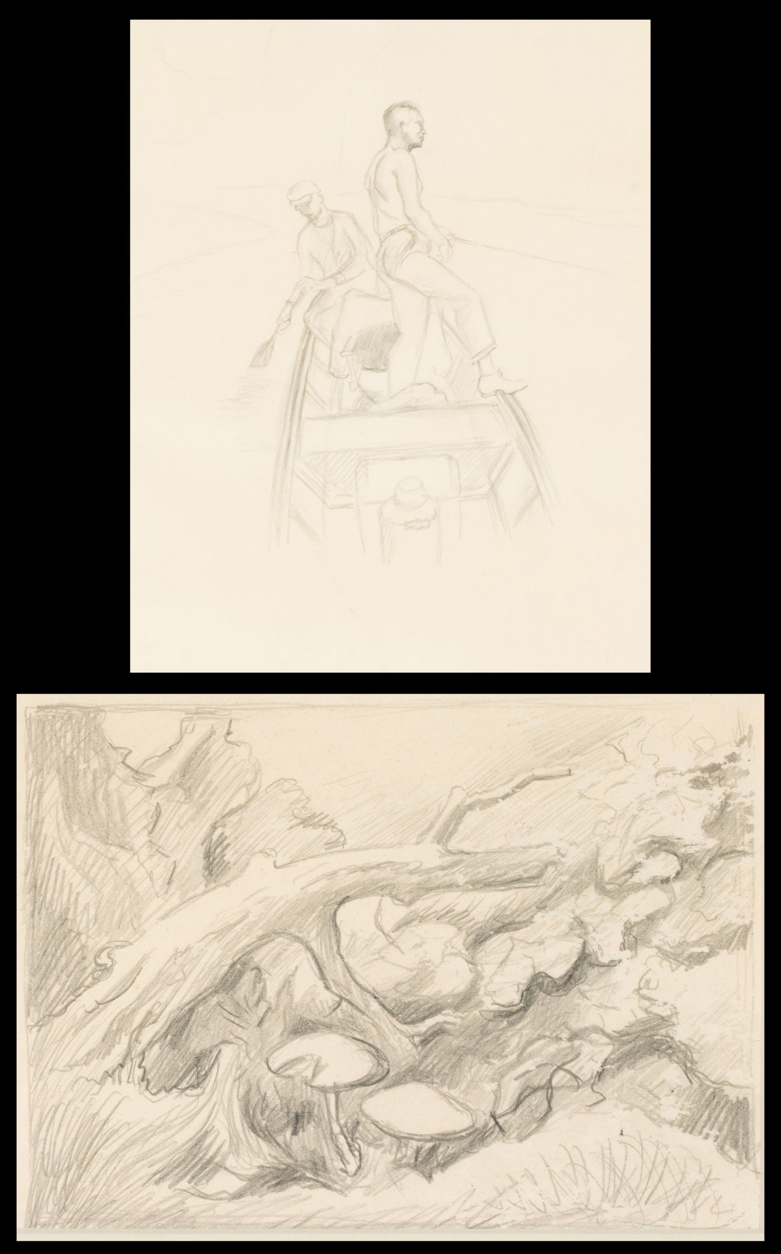 THOMAS HART BENTON: TWO UNSIGNED GRAPHITE STUDIES (1 of 17)