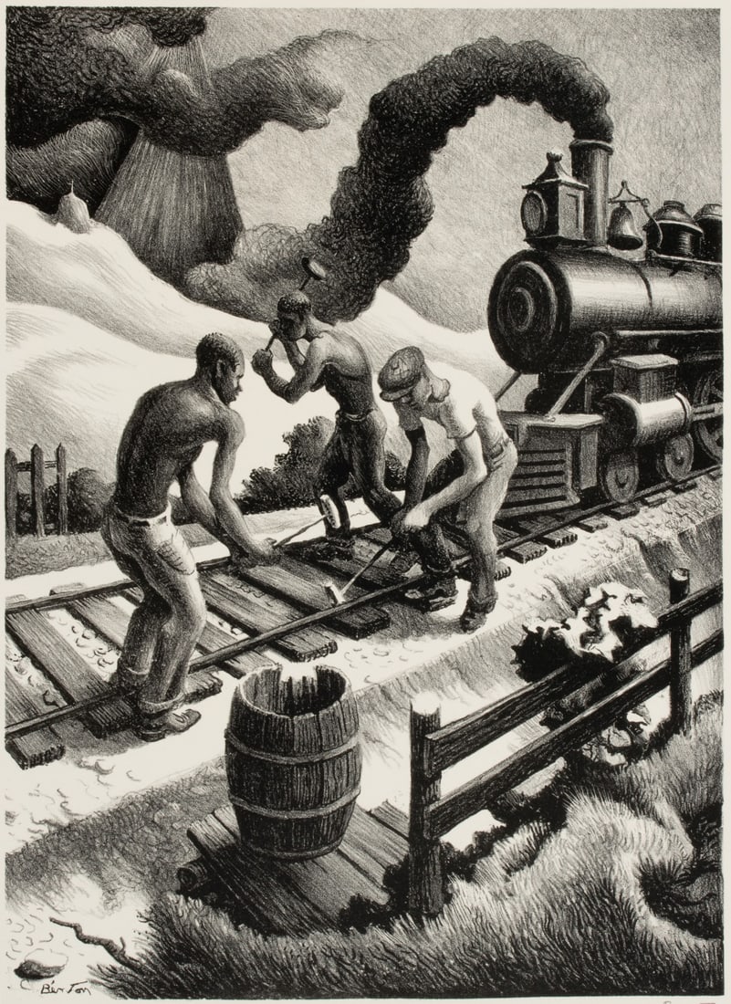 THOMAS HART BENTON (1889-1975) PENCIL SIGNED LITHOGRAPH (1 of 11)