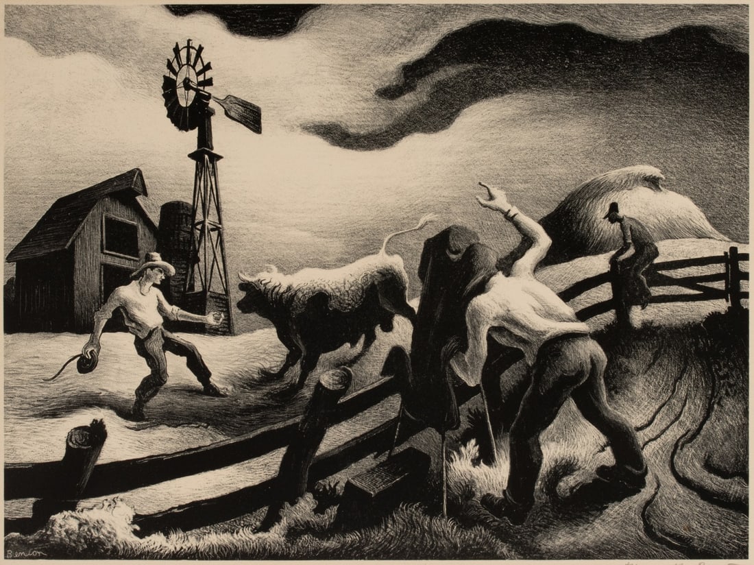 THOMAS HART BENTON (1889-1975) PENCIL SIGNED LITHO (1 of 11)
