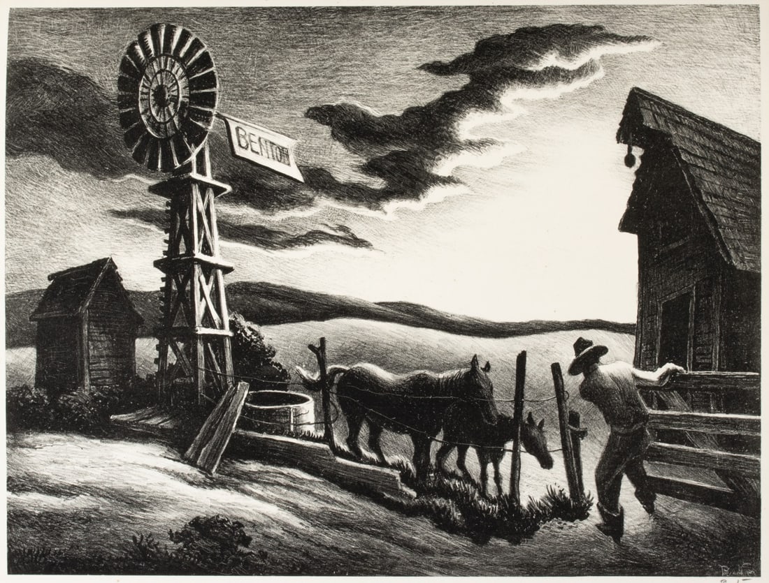 THOMAS HART BENTON (1889-1975) PENCIL SIGNED LITHOGRAPH (1 of 11)