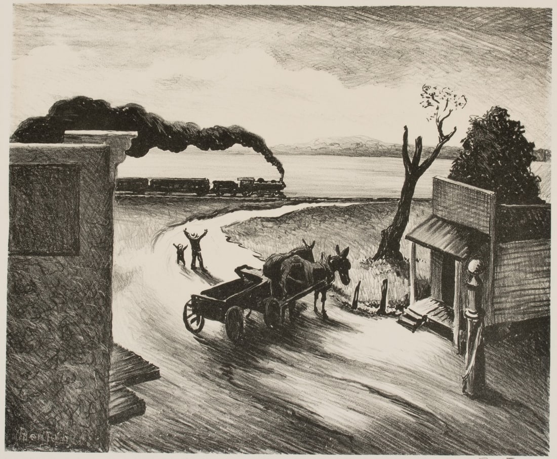 THOMAS HART BENTON (1889-1975) PENCIL SIGNED LITHOGRAPH (1 of 14)