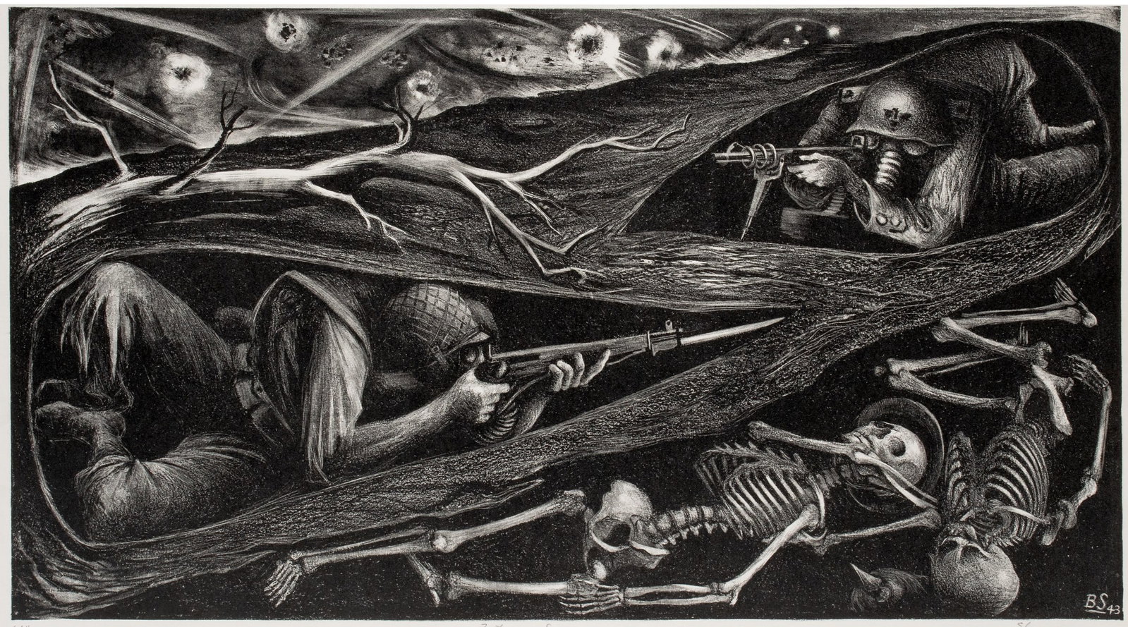 BENTON SPRUANCE (1904-1967) PENCIL SIGNED LITHOGRAPH: Benton Spruance (Philadelphia, 1904-1967) Fathers and Sons 1943 The lithograph, published in an edition of 40 prints, is signed by the artist in pencil below the image lower right and titled lower cen