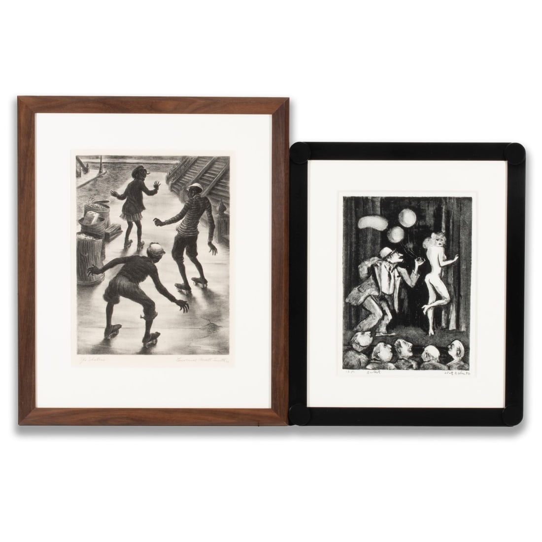 ADOLF DEHN AND LAWRENCE BEALL SMITH SIGNED LITHOGRAPHS: Two fine prints in museum quality mounts and quality framing. 1. Adolf Arthur Dehn (1895-1968) Burlesk (1946). The lithograph published in an edition of 12 prints is signed by the artist in pencil bel