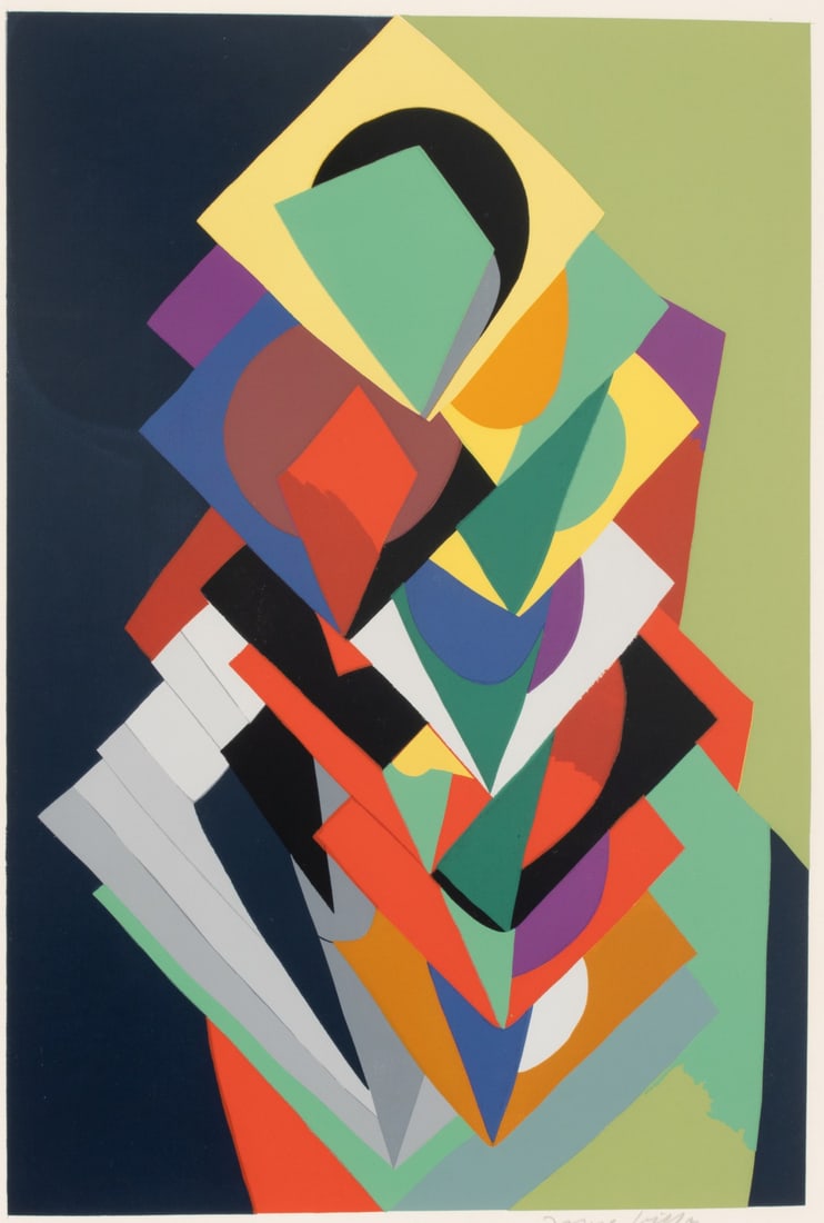 JACQUES VILLON (1875-1963) PENCIL SIGNED SERIGRAPH: Jacques (Gaston Duchamp) Villon (1875-1963) Small Cubist Painting (Petite peinture cubiste) from 'Art of Today, Masters of Abstract Art' 1953 The serigraph published in an edition of 300 prints is sig