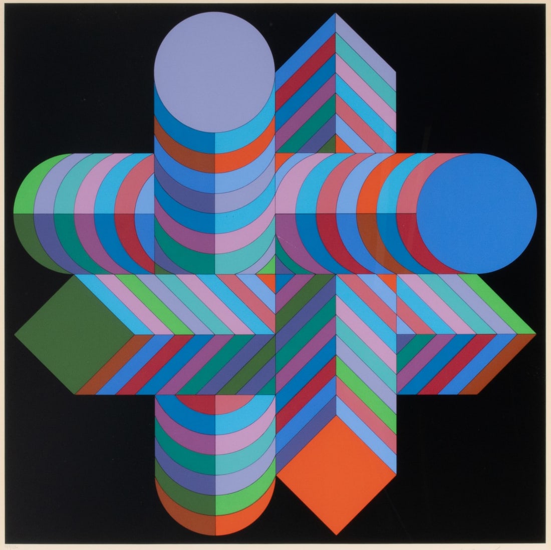 VICTOR VASARELY (1906-1997) PENCIL SIGNED SERIGRAPH: Victor Vasarely (1906-1997) Makk-S 1980 The serigraph, numbered 145 from an edition of 250 prints, is signed by the artist in pencil below the image lower right. Image measures 25 x 25 with a framed s