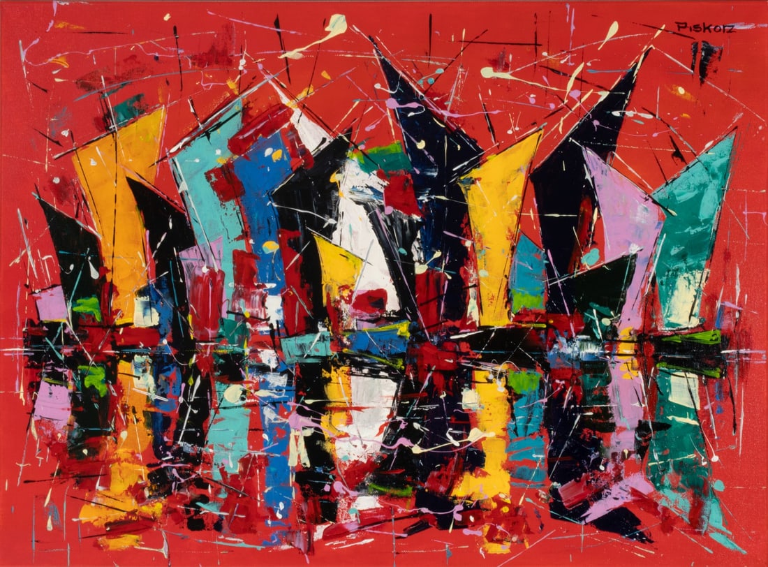 PIOTR PISKORZ (B. 1979) ACRYLIC ON CANVAS: Piotr 'Mefisto' Piskorz, (Poland, Born 1979) Signed upper right. Canvas measures 21 x 28.5 with a framed size of 28 x 35.25 inches. Provenance: The estate of John Adair Jr. (1942-2025), founder and pr