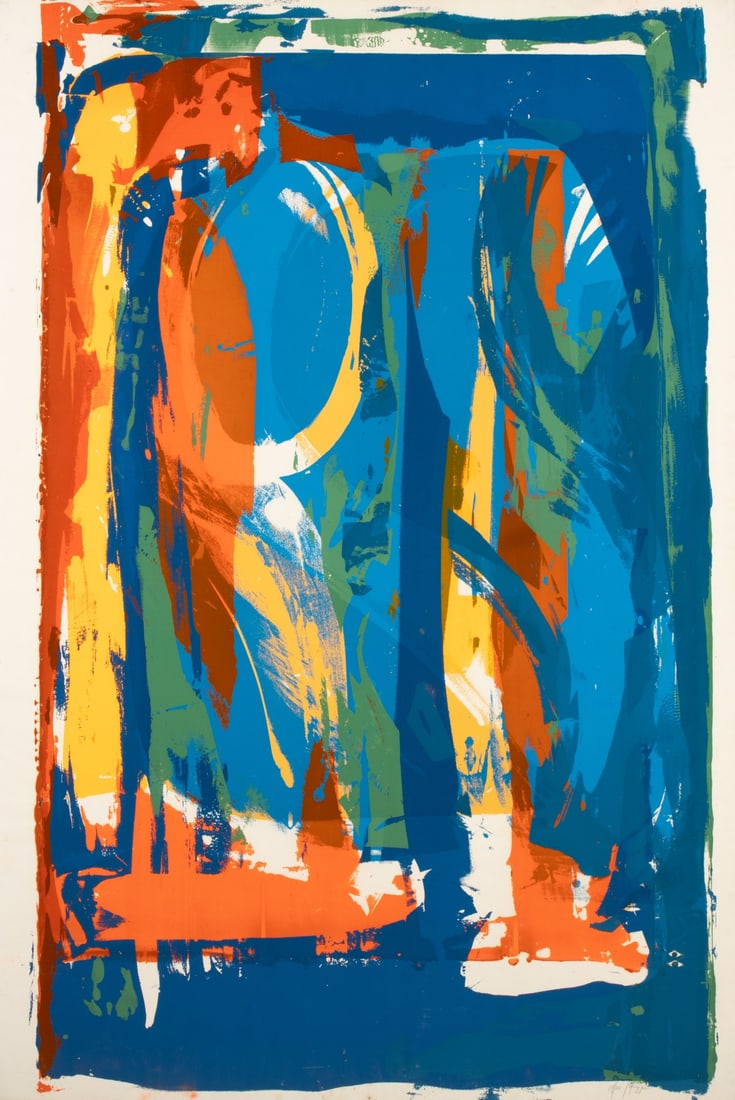 JOSEPH GRIPPI (1924-2001) PENCIL SIGNED LITHOGRAPH: Joseph Grippi (1924-2001) The lithograph in colors, numbered 14 from an edition of 20 prints, is signed by the artist in pencil below the image lower right, original Grippi Gallery label is present
