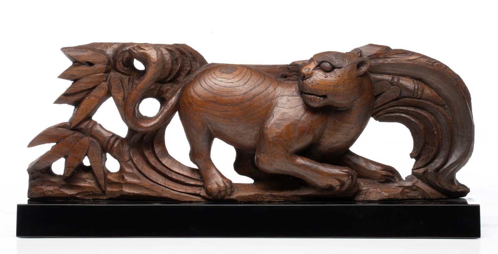 A JAPANESE CARVED KEYAKI WOOD SIGN OF THE ZODIAC (1 of 3)