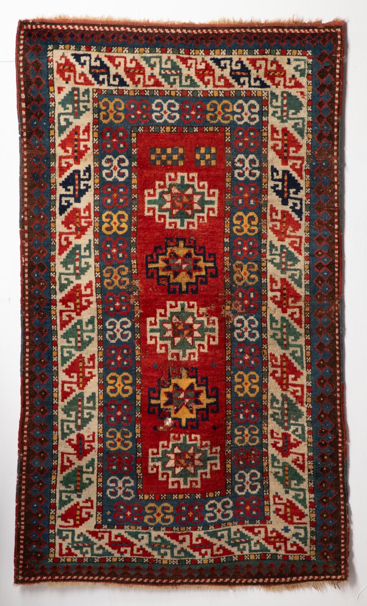 A LATE 19TH CENTURY KAZAK RUG, WEST CAUCASUS, AS FOUND (1 of 15)