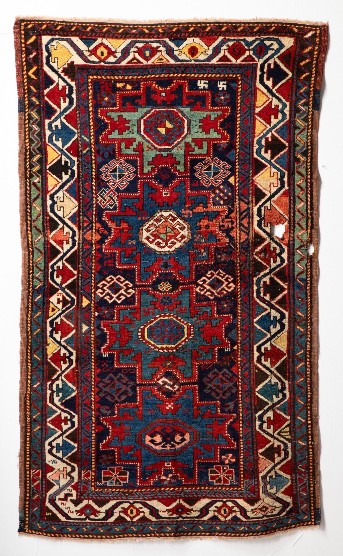 LAMBALO KAZAK RUG, WEST CAUCASUS, CIRCA 1875. AS FOUND (1 of 15)