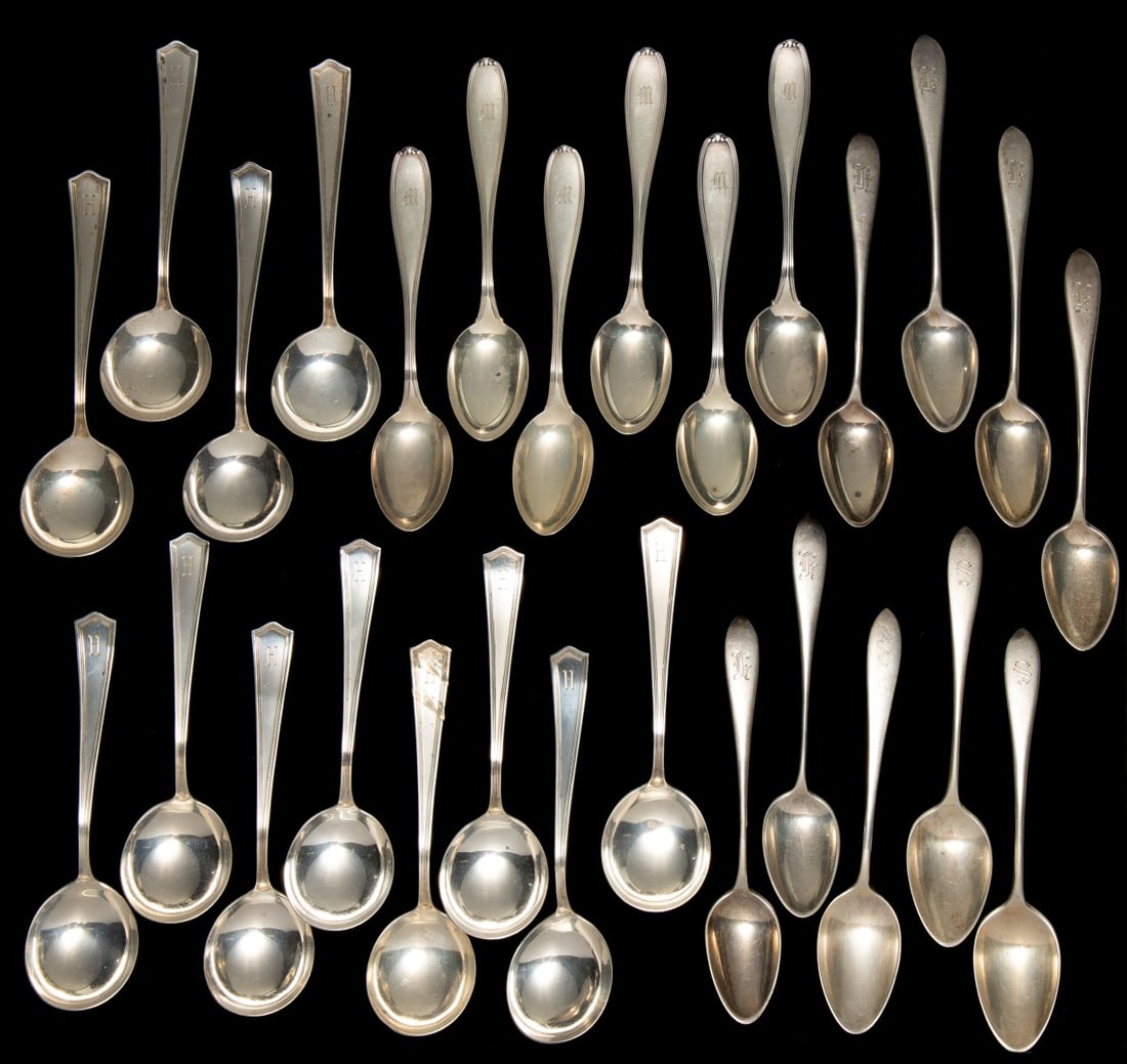 A COLLECTION OF STERLING SILVER BULLION AND TEA SPOONS (1 of 10)