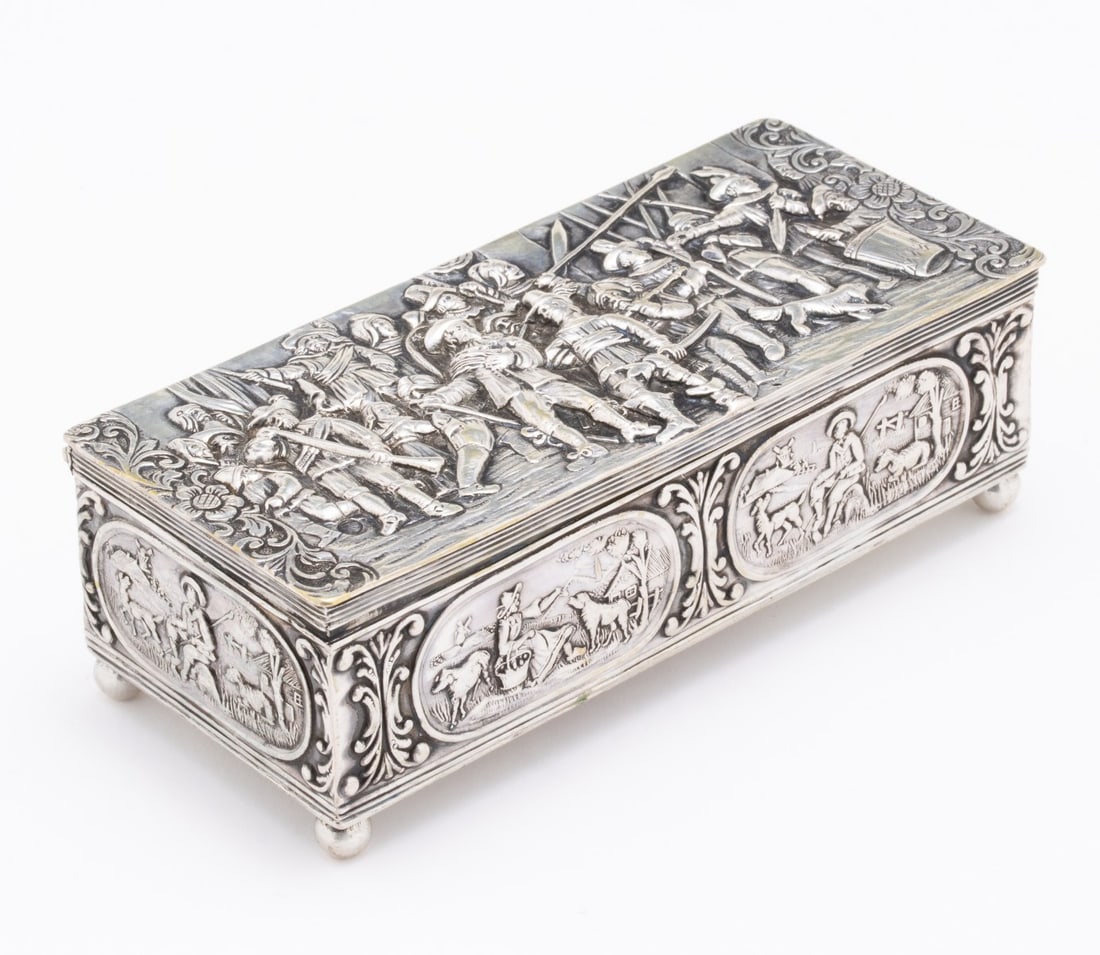 THREE ROCOCO STYLE CONTINENTAL SILVER OBJECTS - 7