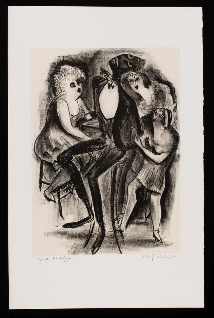 ADOLF DEHN (1895-1968) RARE 1931 CHIN-COLLE LITHOGRAPH: Adolf Arthur Dehn (1895-1968) Nostalgia 1928 The rare lithograph numbered 12 from an edition of only 20 images printed on chine colle' is signed and dated by the artist in pencil below the image