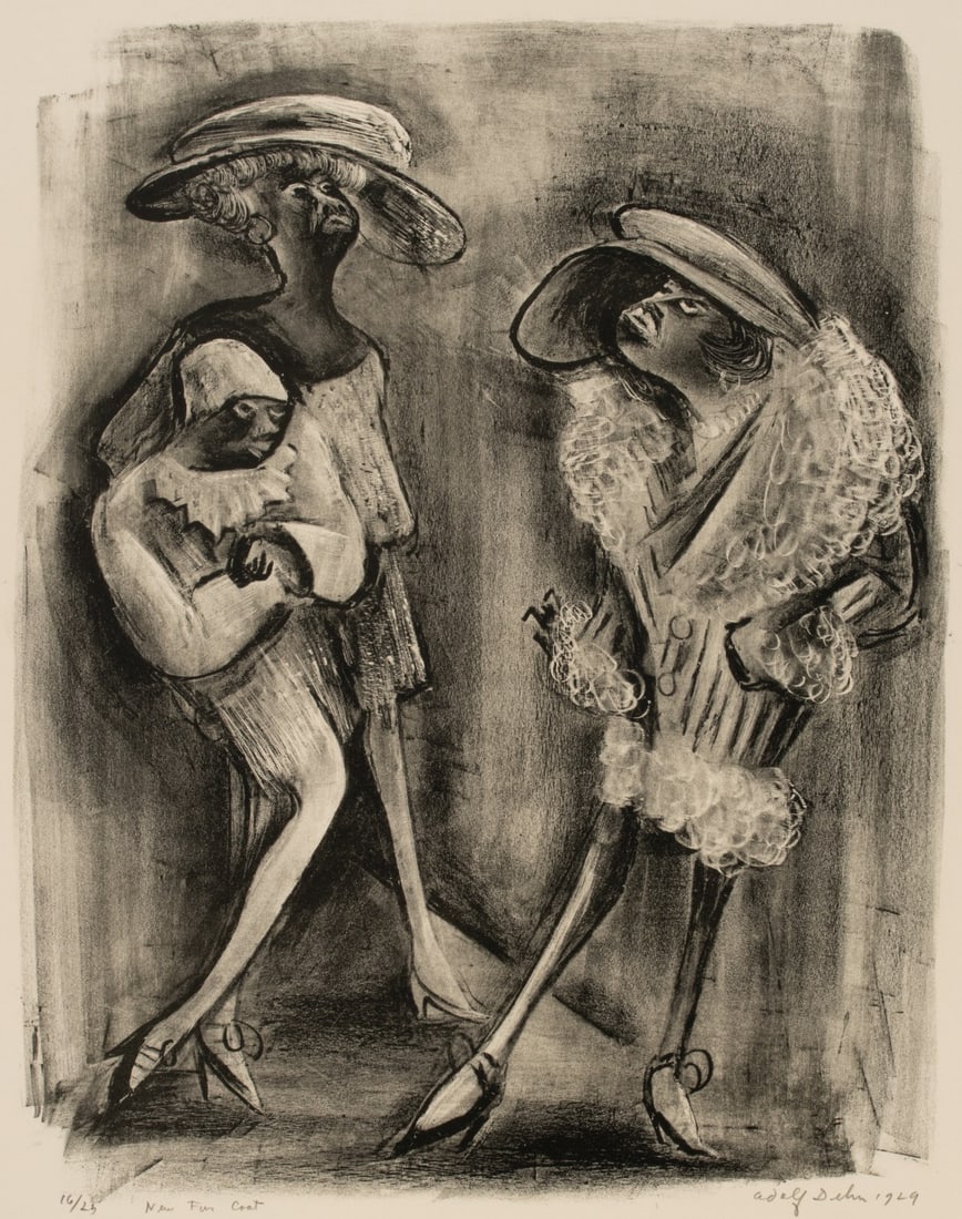 ADOLF DEHN (1895-1968) RARE PENCIL SIGNED LITHOGRAPH: Adolf Arthur Dehn (1895-1968) New Fur Coat 1929 The lithograph, numbered 16 from an edition of only 25 prints, is signed and dated by the artist in pencil below the image lower right and titled lower