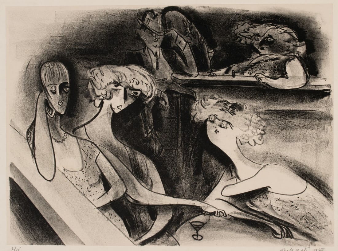 ADOLF DEHN (1895-1968) RARE PENCIL SIGNED LITHOGRAPH: Adolf Arthur Dehn (1895-1968) Bar American 1928 The lithograph, numbered 2 from an edition of only 15 prints, is signed by the artist in pencil below the image lower right and numbered lower left.
