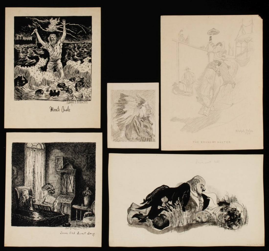 ADOLF DEHN (1895-1968) EARLY WORKS ON PAPER DATED 1914 (1 of 20)