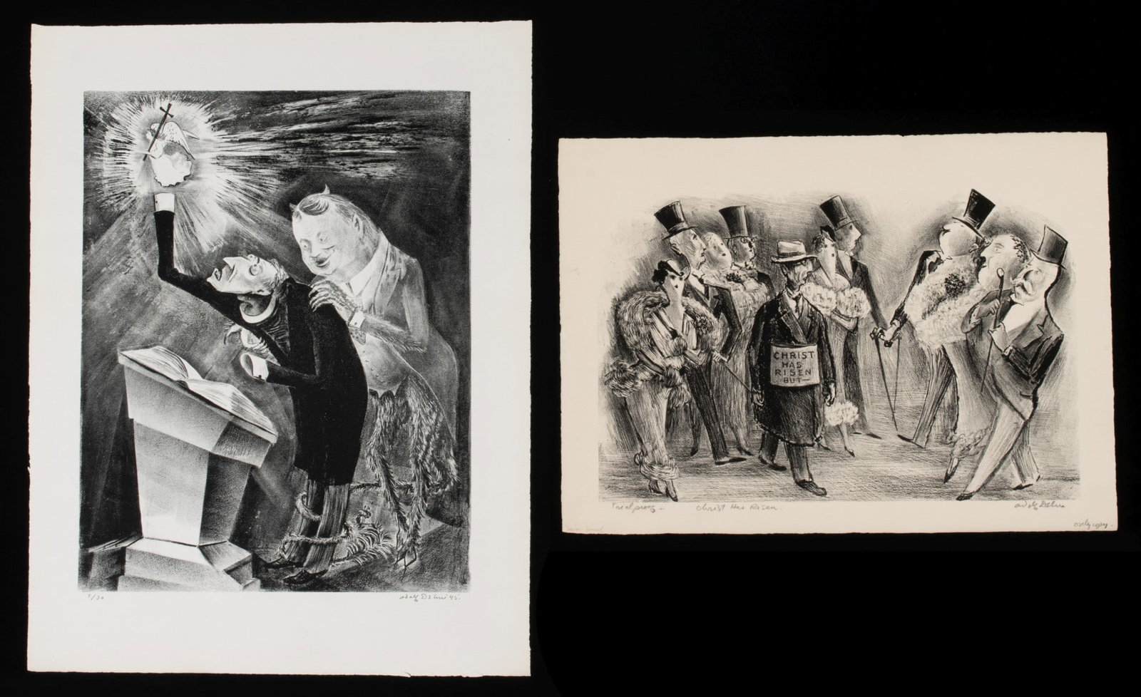 ADOLF DEHN (1895-1968) RELIGIOUS SATIRE LITHOGRAPHS (2) (1 of 17)