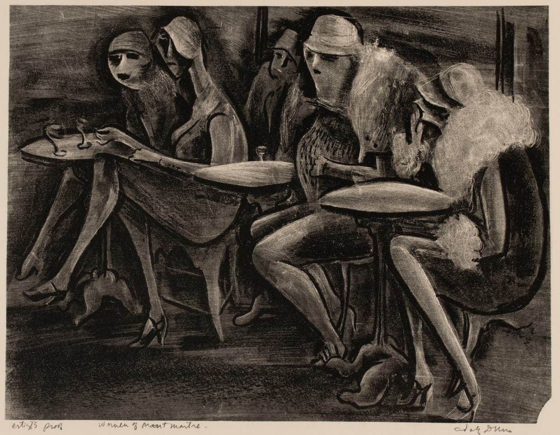 ADOLF DEHN (1895-1968) PENCIL SIGNED ARTIST'S PROOF: Adolf Arthur Dehn (1895-1968) Women of Mount Martre (Paris Portfolio) The artist's proof lithograph from a special printing aside from the main edition of 50 is signed and dated by the artist in penci