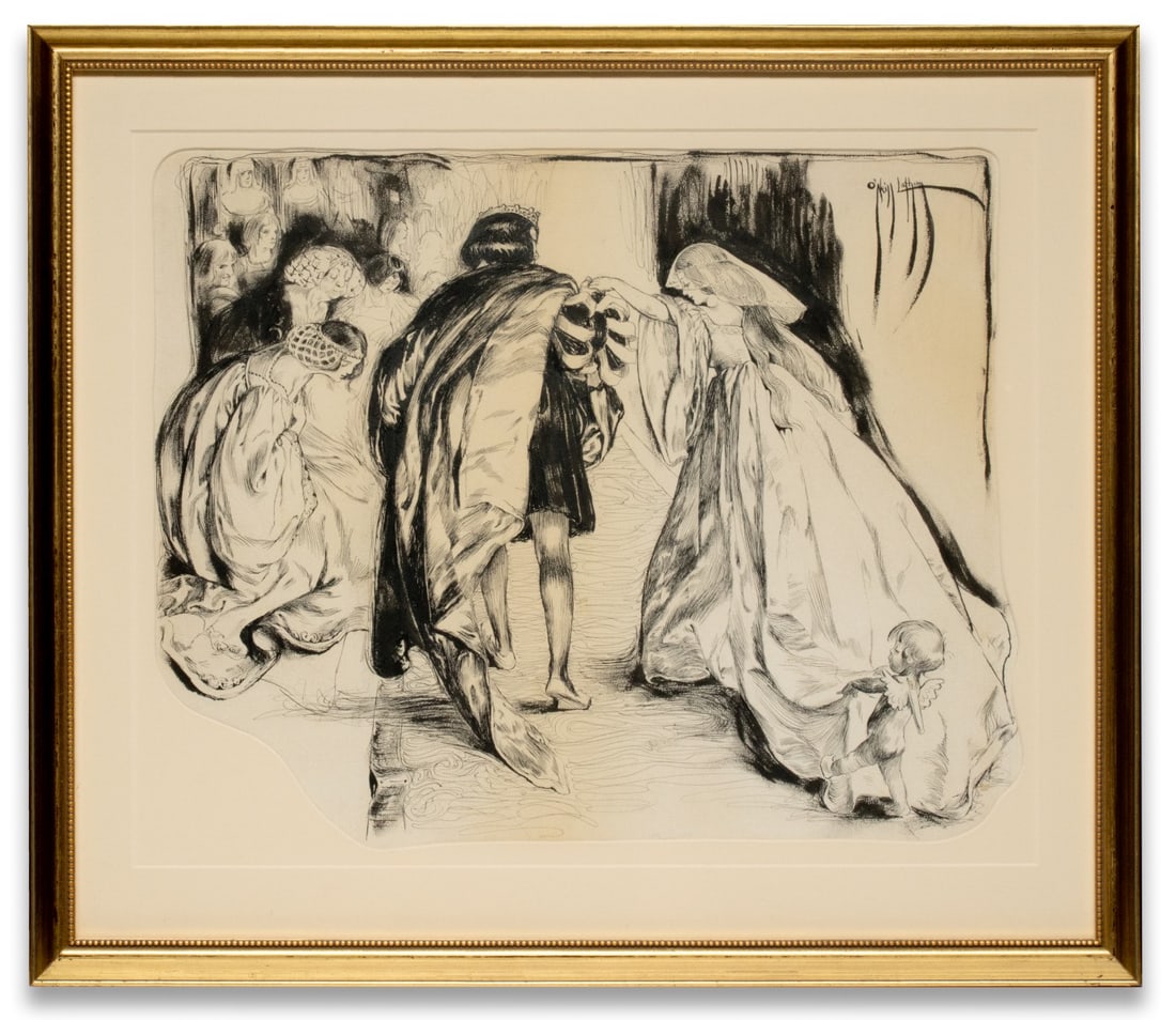 ROSE O'NEILL (1874-1944) ORIGINAL INK ILLUSTRATION: Cecil Rose O'Neill (1874-1944) The original India ink illustration is signed O'Neill Latham upper right corner. Rose Cecil O'Neill signed her work in this manner from around 1902 to 1910. Image