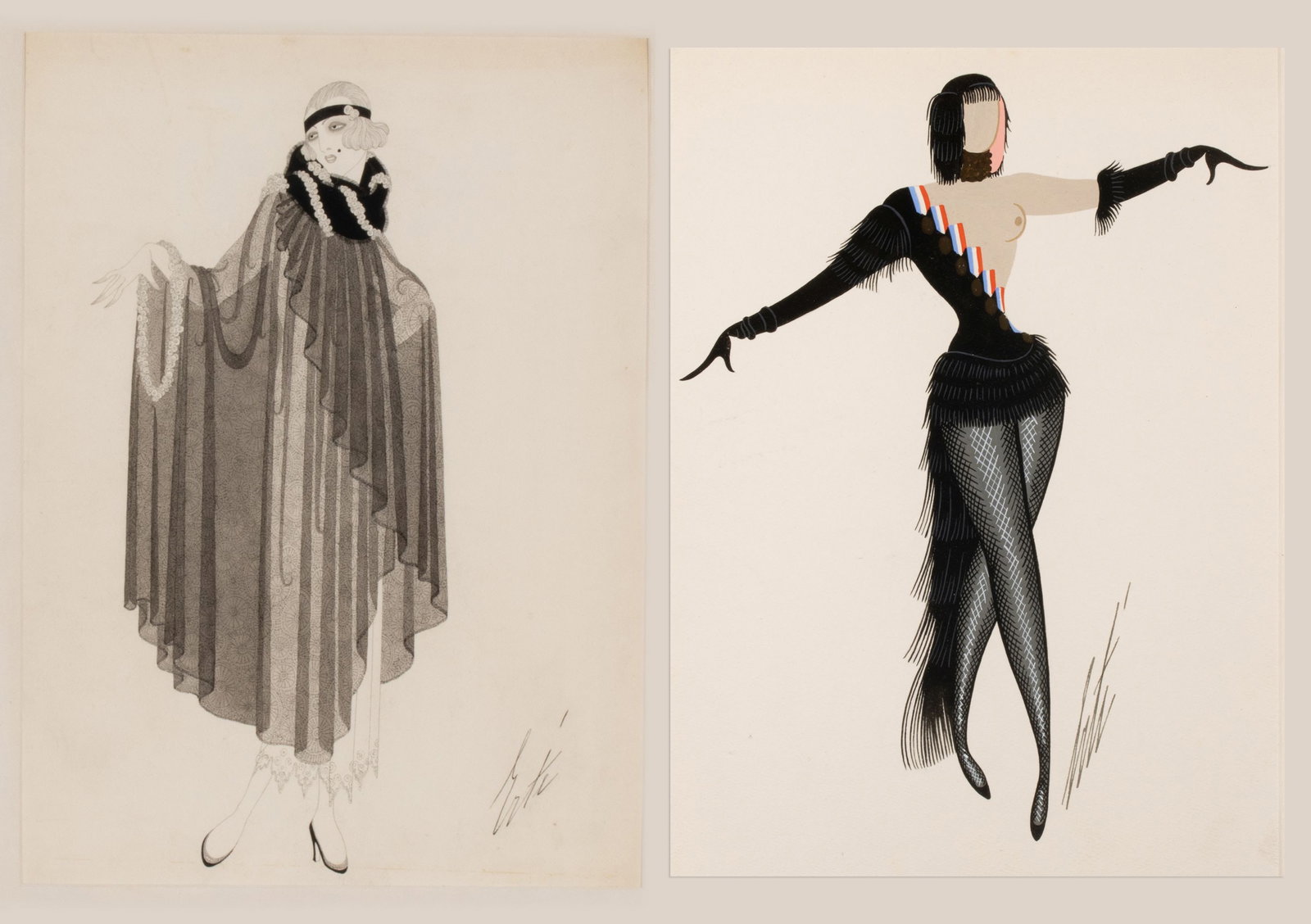 ERTE (1892-1990) 1918 INK ON PAPER, PLUS A SIMILAR WORK (1 of 20)