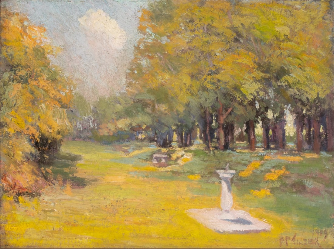 ROBERT F. GILDER (1856-1940) OIL ON ARTIST'S BOARD (1 of 11)