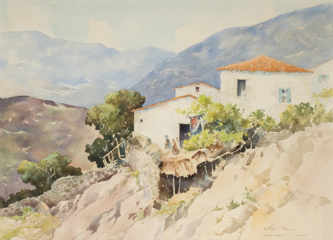ARTHUR HALL (KANSAS 1889-1981) WATERCOLOR ON PAPER (1 of 9)
