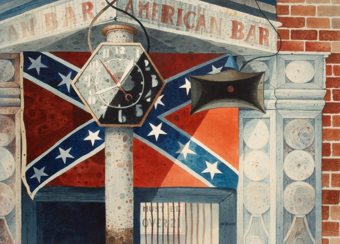 ROLLAND GOLDEN (1931-2019) SOUTHERN ALLEGORY WATERCOLOR (1 of 11)