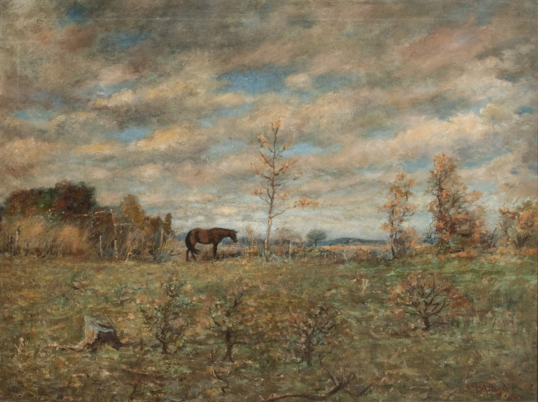 FRANK A. LUNDAHL (ILLINOIS 1858-1932) OIL ON CANVAS: Frank A Lundahl (Illinois, 1858-1932) 1904 Signed and dated lower right. Frank Lundahl was a Swedish-American painter and muralist born in Rock Island, Illinois, who spent his life in the Quad Cities.