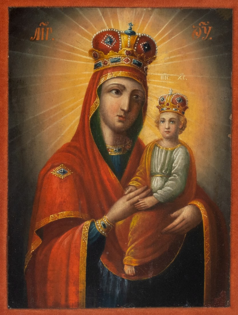 A 19TH CENTURY RUSSIAN ICON OF KOZELSK MOTHER OF GOD (1 of 13)