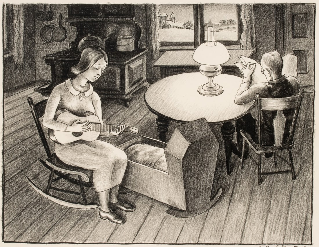 JOHN DE MARTELLY AMERICAN REGIONALIST DRAWING (1 of 9)