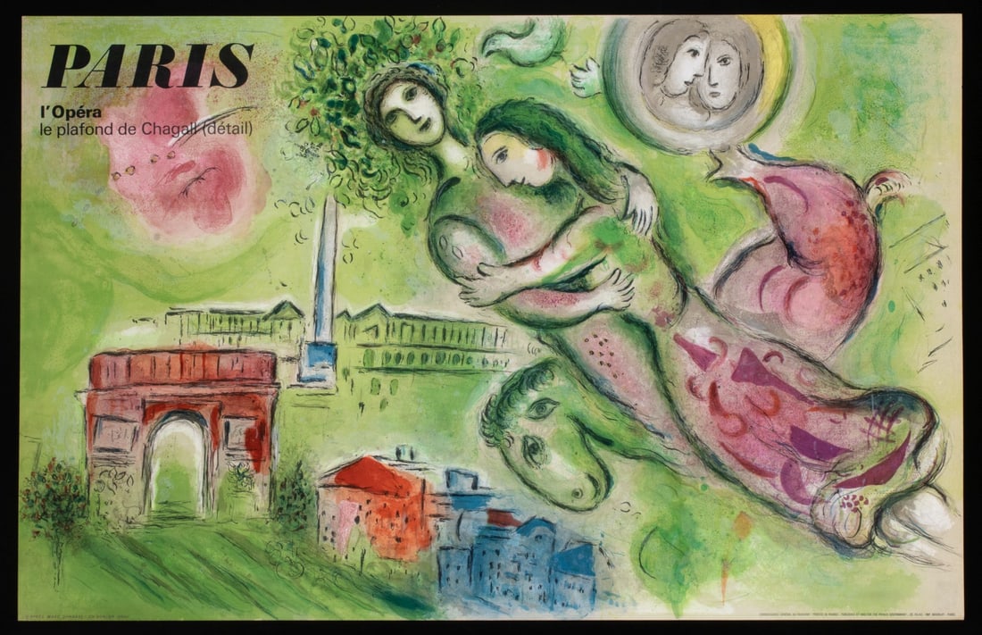 A 1965 FRENCH LITHOGRAPHY TRAVEL POSTER AFTER CHAGALL (1 of 11)