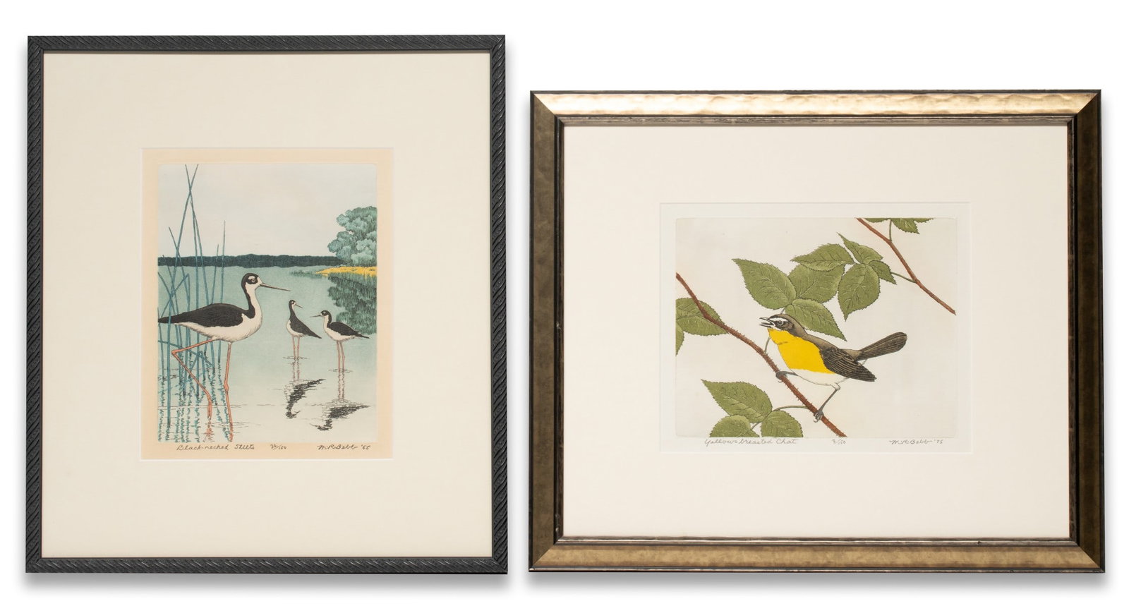 MAURICE BEBB (1891-1986) PENCIL SIGNED COLOR ETCHINGS: Maurice Bebb (1891-1986) 1. Black-Necked Stilts (1965). The color etching, numbered 32 from an edition of 150 prints, is signed by the artist in pencil below the image lower right and titled lower