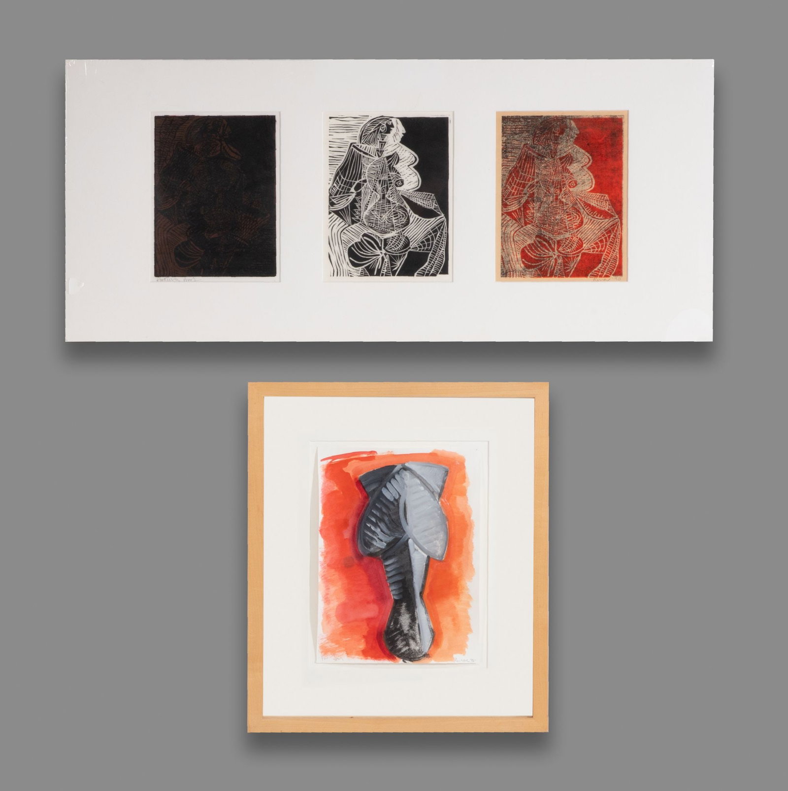 WARREN ROSSER TRIPTYCH AND MIXED MEDIA ON PAPER (1 of 8)